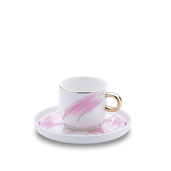 Korkmaz Lidya 4 Parça Pembe Kahve Fincan Takımı A8669 - 1