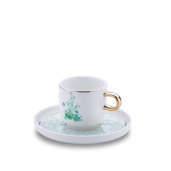 Korkmaz Lidya 4 Parça Yeşil Kahve Fincan Takımı A8669-3 - 1