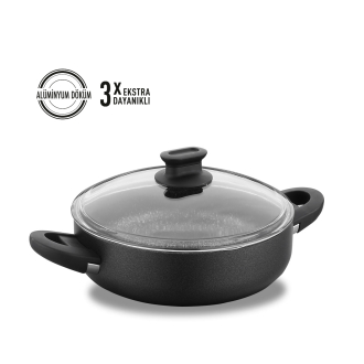 Korkmaz Lina 30x8 cm Siyah Kısa Tencere - 1