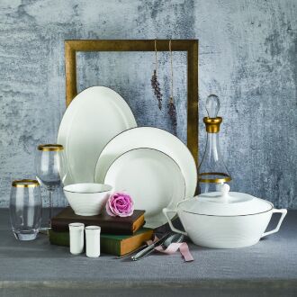 Korkmaz Lines Collection 58 Parça Yuvarlak Yemek Takımı A8263 - Korkmaz (1)