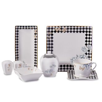 Korkmaz Link Collection 28 Parça Kare Kahvaltı Takımı A8573 - Korkmaz