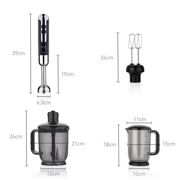 Korkmaz Mia Mega Siyah/Krom Blender Set A447-12 - 2
