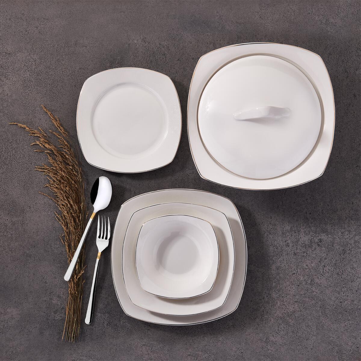 Korkmaz Mona Collection 60 Parca Kare Yemek Takimi A8124 Korkmazstore Com Tr