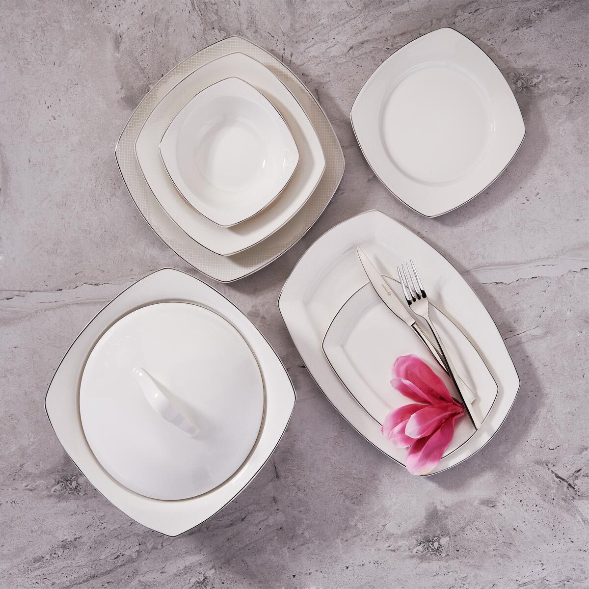 Korkmaz Mona Collection 60 Parca Kare Yemek Takimi A8125 Korkmazstore Com Tr