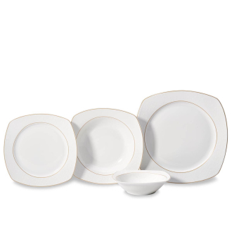 Korkmaz Mona Collection 60 Parça Kare Yemek Takımı - 1