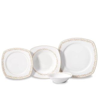 Korkmaz Mona Collection 60 Parça Kare Yemek Takımı - 1