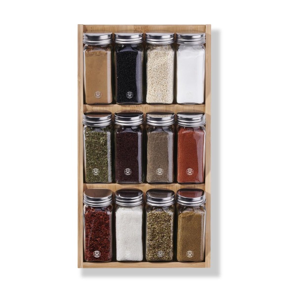 Korkmaz Natura 12 Parça Ahşap Standlı Baharat Seti A560-07 - 2