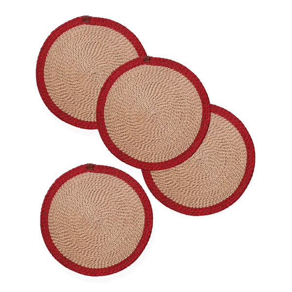 Korkmaz Natura 4lü Masa Servisi Naturel/Kırmızı A8989-3 - Korkmaz