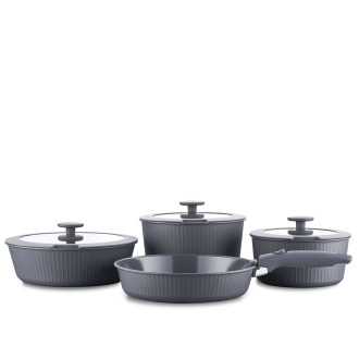 Korkmaz Nova Pratika 8 Parça Gri Tencere Seti A2792-1 - Korkmaz