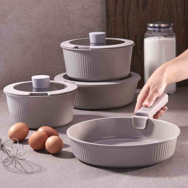 Korkmaz Pratika Çıkarılabilir Saplı 8 Parça Tencere Seti A2800 - 5