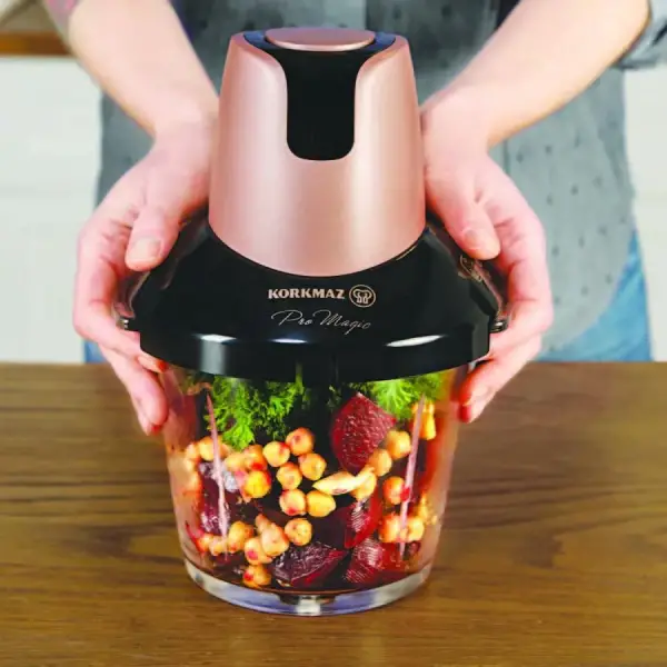 Korkmaz Pro Magic 4 Bıçaklı Rosagold/Siyah Cam Doğrayıcı A460-05 - 4