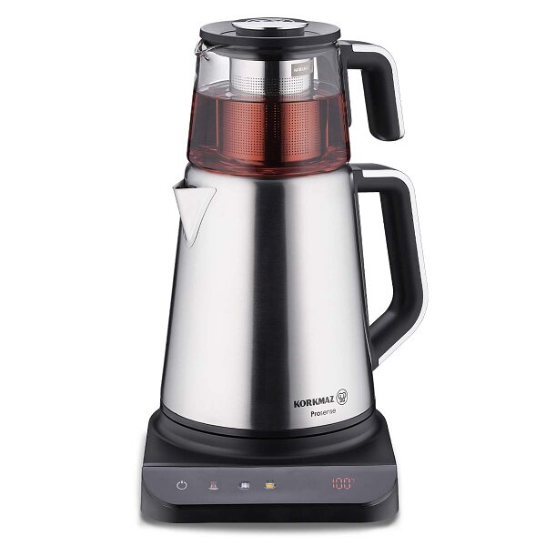 Korkmaz Prosense Elektrikli Çaydanlık Inox Cam Demlik A852-01 - 2